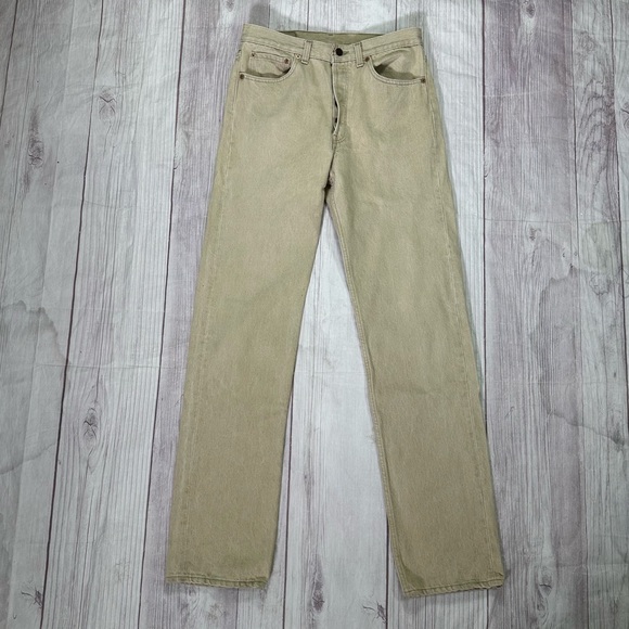 Men’s Vintage 90s Tan 501 Denim Jeans Made in USA - Picture 1 of 8